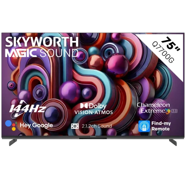 SKYWORTH 75” UHD QLED GOOGLE TV WITH 144HZ PANEL/MAGIC SOUND (75Q7700G)